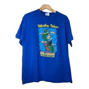 Vintage Whidbey Island Washington Mens XL Blue T-Shirt  Made in USA Oak Harbor